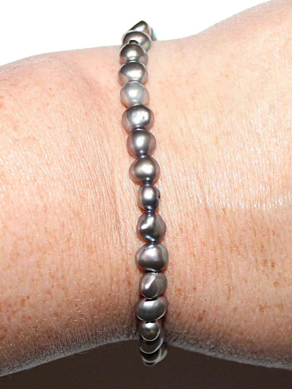 Sterling Silver Cultured Grey Pearl Bracelet